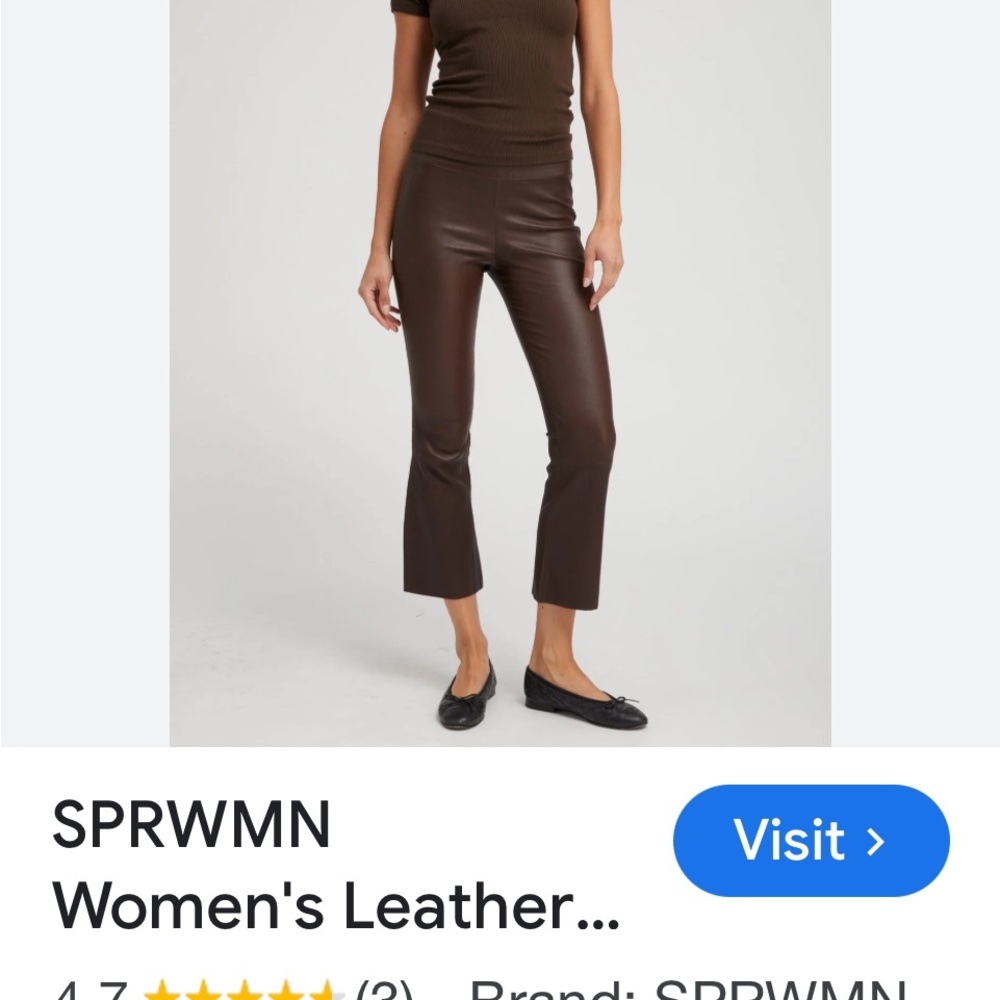 SPRWMN Women's Brown Leather Pants